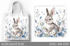 Cute Bunny Sublimation. Cute Bunny Tote Bag Design Product Image 1