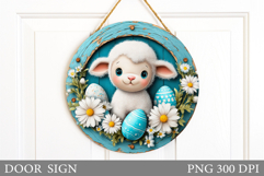 Easter Lamb Door Sign Design. Easter Door Sign Sublimation Product Image 1