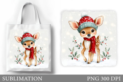 Christmas Deer Tote Bag. Christmas Tote Bag Sublimation Product Image 1