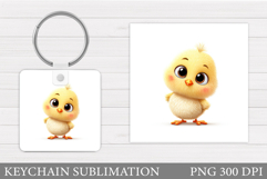 Cute Chick Keychain. Chick Keychain Sublimation Product Image 1