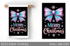 Iridescent Christmas Kitchen Towel. Christmas Sublimation Product Image 1