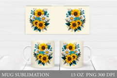 Flowers Mug Sublimation. Floral Mug Wrap Design Product Image 1