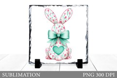 Floral Bunny Sublimation. Cute Bunny Slate Design Product Image 1