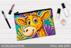 Cute Giraffe Cosmetics Bag. Giraffe Makeup Bag Sublimation Product Image 1