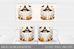 Halloween Ghost Mug Design. Cute Halloween Mug Sublimation Product Image 1