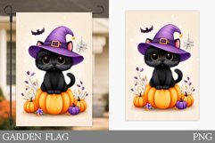 Halloween Cat Garden Flag. Cute Halloween Garden Flag Design Product Image 1