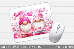 Valentines Gnome Mouse Pad. Valentines Mouse Pad Sublimation Product Image 1