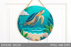 Turtle Door Sign Sublimation. Summer Door Sign Design Product Image 1