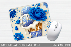 Floral Ice Cream Mouse Pad. Flowers Mouse Pad Sublimation Product Image 1