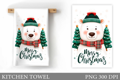 Polar Bear Kitchen Towel. Christmas Kitchen Towel Design Product Image 1