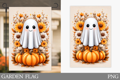 Cute Ghost Garden Flag. Cute Halloween Garden Flag Design Product Image 1