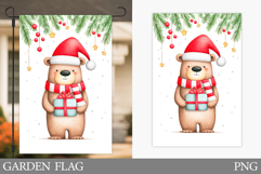 Christmas Bear Garden Flag. Christmas Garden Flag Design Product Image 1
