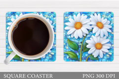 Daisy Flowers Coaster Design. Flowers Sublimation Product Image 1