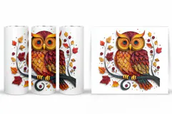 Fall Owl Tumbler Design. Owl Sublimation Product Image 2