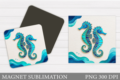 Seahorse Magnet Design. Sea Magnet Sublimation Product Image 1