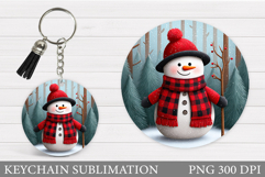 Cute Snowman Keychain Sublimation. Christmas Keychain Design Product Image 1
