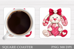 Patchwork Bunny Coaster. Valentines Bunny Coaster Design Product Image 1
