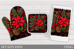 Poinsettia Oven Mitt Design. Christmas Square Pot Holder Product Image 1