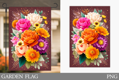 Flowers Garden Flag Sublimation. Floral Garden Flag Design Product Image 1