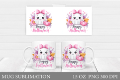 Cute Ghost Mug Design. Cute Halloween Mug Sublimation Product Image 1