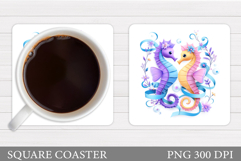 Seahorse Coaster Design. Seahorse Sublimation Product Image 1