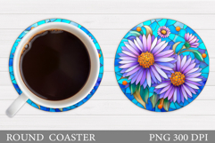 Floral Coaster Sublimation. Flowers Coaster Design Product Image 1