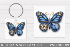 Denim Butterfly Keychain Design. Butterfly Sublimation Product Image 1