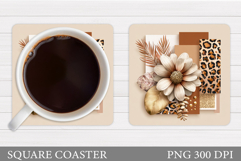 Floral Coaster Design. Flowers Coaster Sublimation Product Image 1
