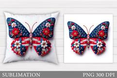 Crochet Patriotic Butterfly Pillow. Patriotic Pillow Design Product Image 1