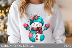 Snowman T-Shirt Design. Patchwork Snowman Sublimation Product Image 1