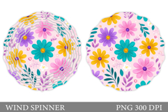Floral Wind Spinner Sublimation. Flowers Wind Spinner Design Product Image 1