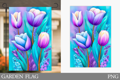 Tulips Garden Flag Sublimation. Flowers Garden Flag Design Product Image 1
