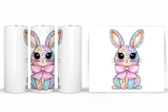 Cute Bunny Tumbler Design. Bunny Flowers Tumbler Sublimation Product Image 2