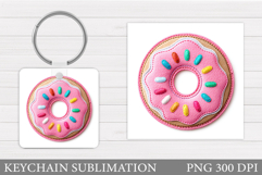 Pink Donut Keychain Design. Donut Sublimation Product Image 1