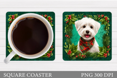Christmas Dog Coaster. Christmas Coaster Sublimation Product Image 1