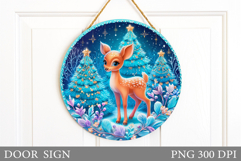 Christmas Deer Door Sign. Christmas Door Sign Sublimation Product Image 1