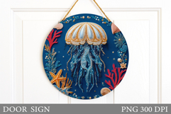 Jellyfish Door Sign Sublimation. Sea Door Sign Design Product Image 1