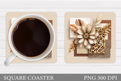 Flowers Coaster Sublimation. Floral Coaster Design Product Image 1
