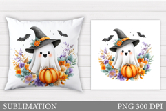 Ghost Pillow Design. Halloween Pillow Sublimation Product Image 1