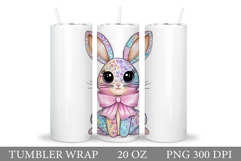 Cute Bunny Tumbler Design. Bunny Flowers Tumbler Sublimation Product Image 1
