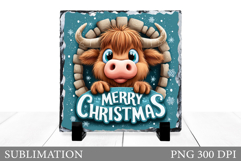 Christmas Cow Sublimation. Christmas Cow Slate Design Product Image 1