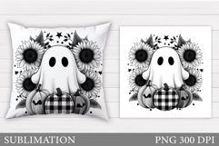 Halloween Ghost Pillow Design. Halloween Ghost Sublimation Product Image 1