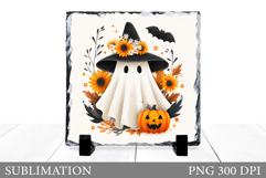 Cute Ghost Slate Design. Halloween Slate Sublimation Product Image 1