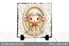 Cute Lamb Sublimation. Lamb Slate Sublimation Product Image 1