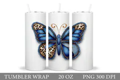 Denim Butterfly Tumbler Design. Denim Butterfly Sublimation Product Image 1