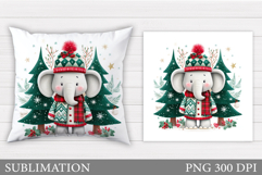 Cute Elephant Pillow Design. Christmas Pillow Sublimation Product Image 1