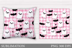Cute Ghost Pillow Design. Cute Ghost Sublimation Product Image 1