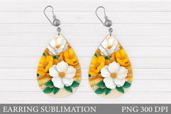 Floral Earring Sublimation. Flowers Earring Design Product Image 1