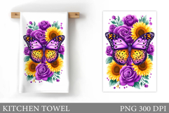 Butterfly Kitchen Towel Design. Butterfly Sublimation Product Image 1