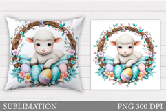 Easter Lamb Pillow Sublimation. Easter Pillow Design Product Image 1